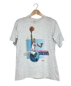 【90sヴィンテージ】JORDAN マイケルジョーダン ドリームチーム Tシャツ L グレー USA製 SALEM 1991 USA古着／アメリカ古着 オリンピック