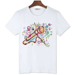 ★マイク　楽器　半袖Tシャツ　Ｓ　Ｍ　Ｌ　ＬＬ　3Ｌ　4Ｌ　5Ｌ　白　黄　灰　青　イラスト　音楽　☆新品未使用品☆送料無料☆★