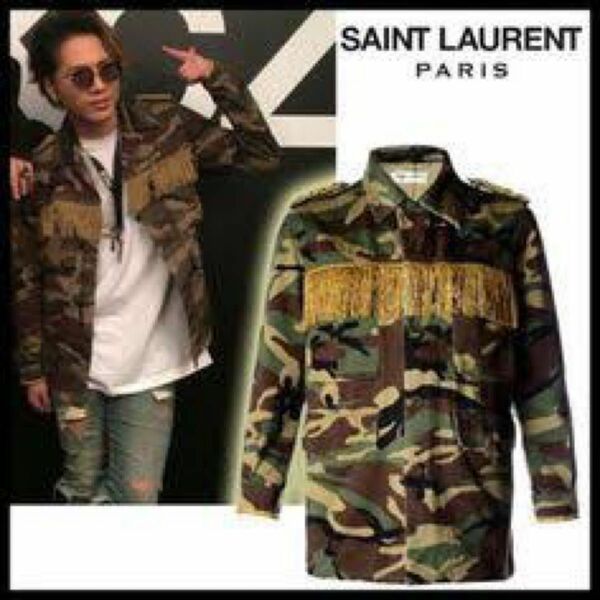 SAINT LAURENT PARIS サンローラン　カモフラ　迷彩　フリンジ　ジャケット　登坂広臣　gdragon