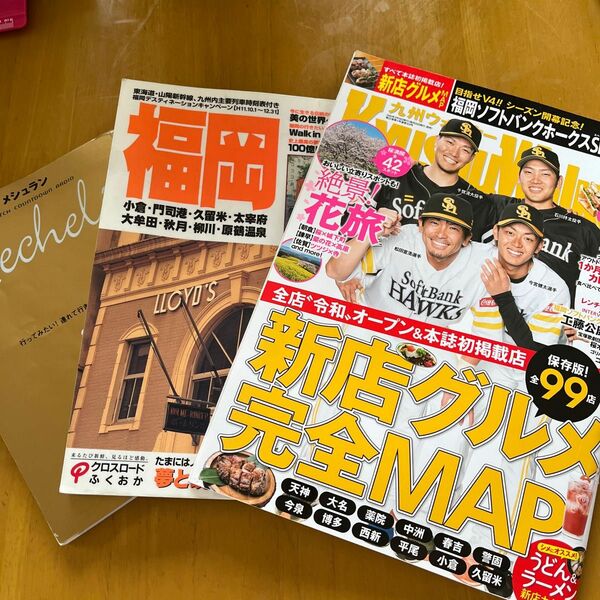 九州ウォーカー ２０２０年４月号 （ＫＡＤＯＫＡＷＡ）他2冊　計3冊福岡グルメ本