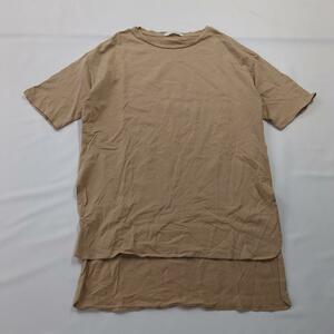 AMERICAN HOLIC　半袖Tシャツベージュ　ロング丈スリット入りF　a6