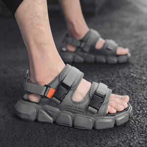 [ new goods price cut ] gray 44 size thickness bottom side print Korea fashion thickness bottom sandals Shark sole truck sole Caterpillar sole 