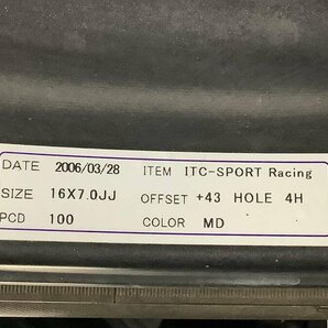 RAYS レイズ セブリングITC-SPORT Racing マッドダーク ネオクラホイール&ラジアルタイヤ 4本 16×7.0JJ PCD100 4穴 OFF+43○ジャンク品の画像10