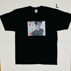 エゴン・シーレ　ほおずきの実のある自画像　綿Tシャツ Lサイズ黒　SMLも有り