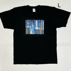 ムンク　声（夏の夜）綿5.6オンスTシャツ黒　Lサイズ