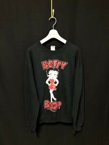 ◆BETTY BOOP　ベティーブープ　両面プリント　GILDANボディ　スウェット トレーナー M　ブラック