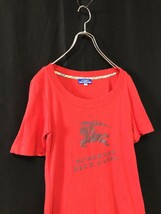 ◆BURBERRY BLUE LABEL バーバリー ブルーレーベル【ビッグロゴ】半袖Tシャツ 38　レッド　三陽商会_画像2