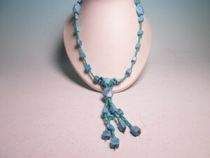 *C,ESTBIEN vivid blue. stone . beads. design long necklace also case attaching 