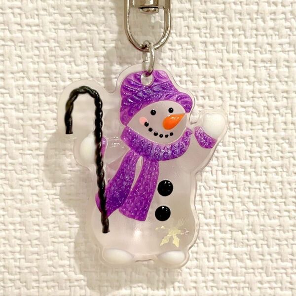 雪だるまキーホルダ　ハンドメイド