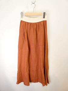 オニール ONEIL OF DUBLIN　リネン スイング　スカートswing skirt【L's(伊40・GB8)/1.9万円/レンガ/新品】c3B0