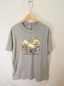 チャムスCHUMS キャンプカツオ鳥　プリント　半袖Ｔシャツ【M'sS/レディースM相当/6千円/灰/未使用】c3C