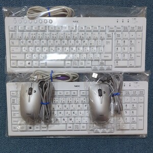 【美品】NEC純正 DirectDTタイプ用 PS/2 キーボード KB-1031 ＆ USBマウス MSU1218 2セット