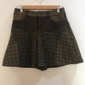 KUMIKYOKU/ Kumikyoku lady's tweed culotte check pattern skirt Brown tea 2 size 