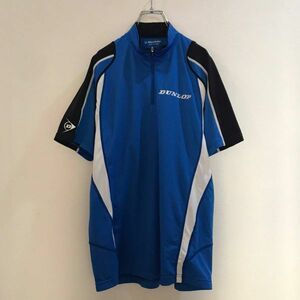 ゴルフシャツ★DUNLOP/ダンロップ 半袖 ハーフジップＴシャツ ブルー 青 メンズ M