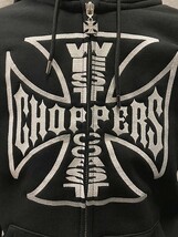 WEST COAST CHOPPERS ウエストコーストチョッパーズ チャック付きパーカー M ブラック×シルバー 刺繍 ソフテイル チョッパー ハーレー_画像2