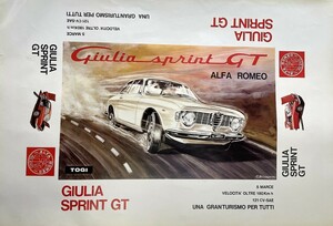 TOGI ミニカー ボックスアート AlfaRomeo GIULIA sprint GT ジュリアスプリント ポスター 