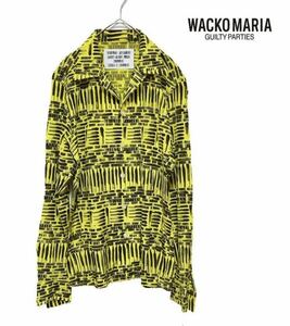 【試着のみ美品】WACKO MARIA guilty parties ワコマリア 総柄 シルク100 オープンカラーシャツ 長袖シャツ イエロー S