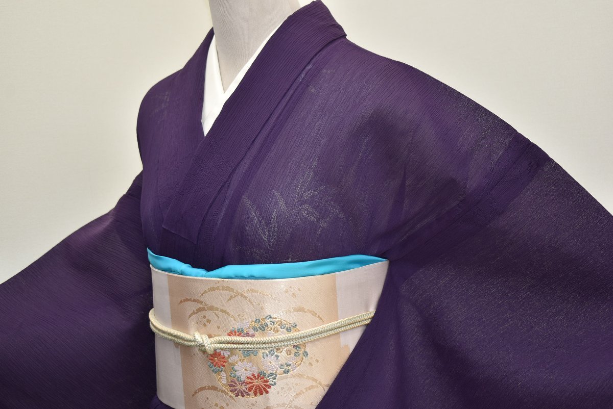 ちどりや】ポリエステル洗える着物紋紗夏着物広衿身丈157cm/裄64.5cm