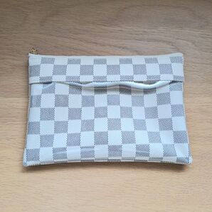 市松柄 フラットポーチ クリアポケットポーチ