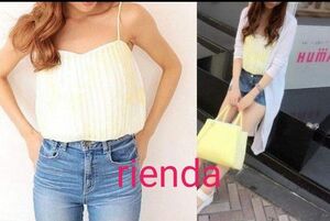 rienda フラワープリーツショートキャミTOP　リエンダ　パッド入り　202