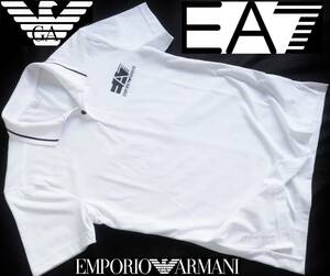  new goods *EA7* Emporio Armani * white polo-shirt * light weight ..VENTUS 7* white knitted shirt L*EMPORIO ARMANI*192