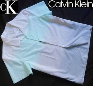 Новый Calvin ★ Klein ★ Освежающая градиентная открытая рубашка ★ Хлопковая рубашка Рубашка с коротким рукавом XL★CK CALVIN KLEIN ☆ 152