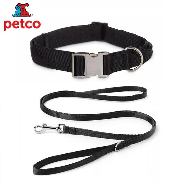 PETCO ペトコ ハンドル付き首輪XL/XXL 51～69cm & リード 1.8m セット販売 BLACK ブラック Dog Collar Lead アメリカ大手ペットショップ