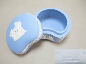 z315*WEDGWOOD*　ブルージャスパー　豆型BOX　1点　/小物入れボンボニエール蓋物