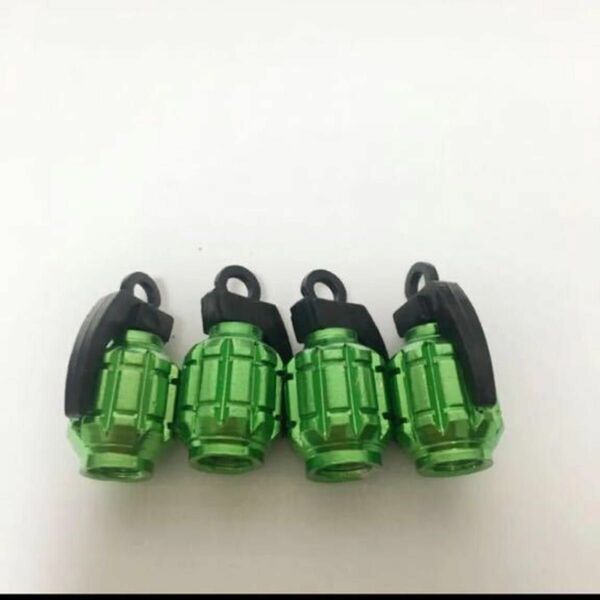 手榴弾 エアバルブ キャップ ４個セット 1台分 アルミ製 写真1発送 緑