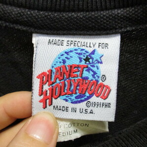 USA製 PLANET HOLLYWOOD プラネットハリウッド ラスベガス ポロシャツ メンズM 黒 刺繍ロゴ半袖シャツ 半袖ポロシャツ 05263の画像2