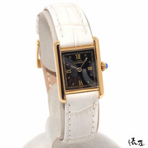 【カルティエ】マストタンク SM 極美品 OH済 QZ ブラック レディース 時計 ヴィンテージ Cartier Tank 俵屋_画像4