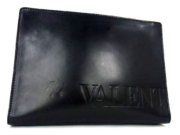 美品 VALENTINO メンズ クラッチ レザー ブラック-
