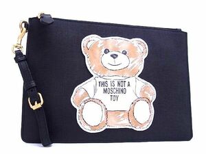 # new goods # unused # MOSCHINO Moschino PVC× leather teddy bear .. clutch bag second bag pouch black group AL3032