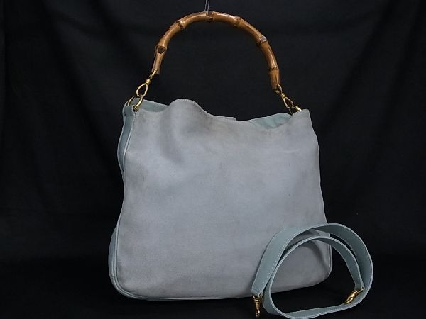 1円 GUCCI グッチ 001 1577 2615 バンブー スエード×レザー 2WAY