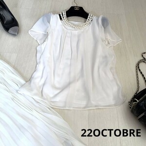 22OCTOBRE ヴァンドゥーオクトーブル　シフォンブラウス　半袖　ブラウス　size4