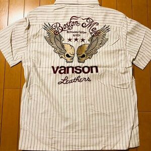 vanson バンソン　前ボタン半袖シャツ　ワークシャツ　ポケット付き　Mサイズ　白　未使用