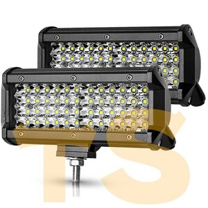 送料無料☆ ジムニー ランクル ホワイト 2個 LED ワークライト 12V/24V 288W 作業灯 投光器 前照灯 除雪機 船舶 4P144W 6500K トラック