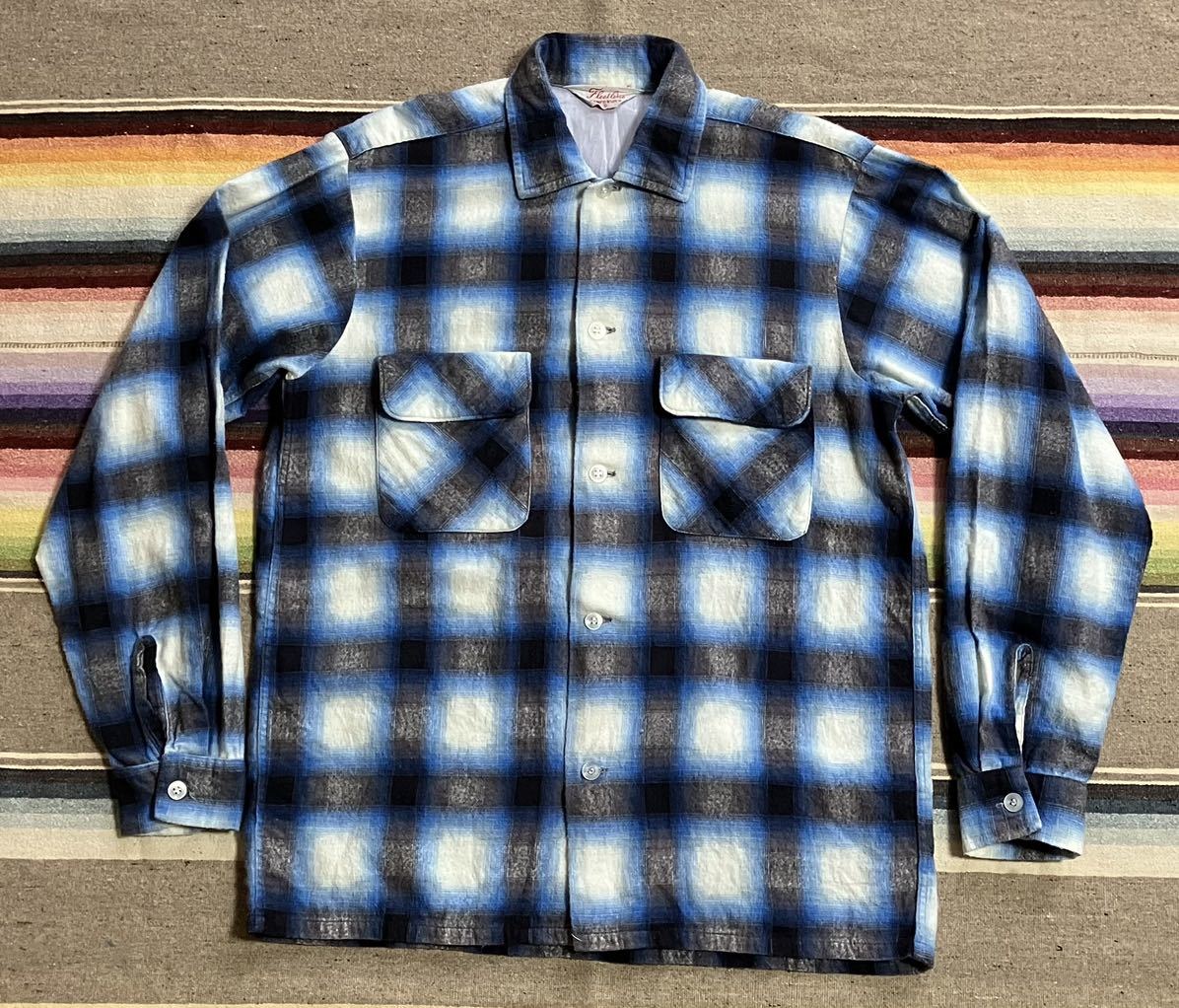 送料無料 好色 マチ付き ~60s vintage AIR MANプリントネルシャツ 