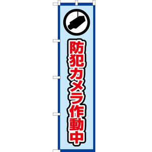 のぼり旗 2枚セット 防犯カメラ作動中 (枠 水) OKS-417