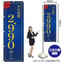 のぼり旗 2枚セット 平日休憩 2990円～ (青) OK-238_画像2