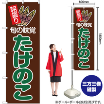 のぼり旗 3枚セット 朝掘り 旬の味覚 たけのこ 茶 (緑文字) JA-23_画像2