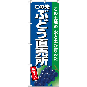 のぼり旗 3枚セット この先ぶどう直売所 (紺地) JA-703