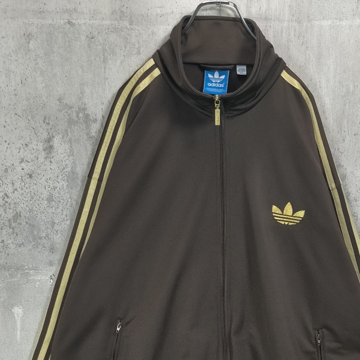 激レアサイズ 5XL adidas アディダス 茶 金 ロゴ Brown Gold ブラウン