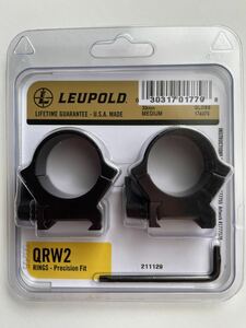 LEUPOLD QRW2 174075 クイックリリース 30mm スコープマウントリング MEDIUM スチール製 GLOSS仕上 レバーロック 実銃用 QDスコープリング