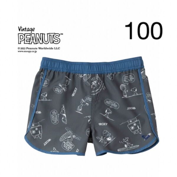 ロキシー ボードショーツ 100サイズ PEANUTS ガールズ ネイビーブルー ブラック
