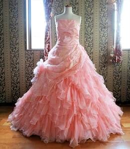  rare large size KOKI high class wedding dress 15 number 17 number 19 number 3L~5L size salmon pink color dress . shining 