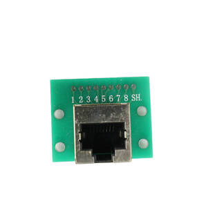 【送料無料】2.7×3.5㎝ 上向きタイプ RJ45端子付基板 DIY 試験用回路 LANコネクタ端子付基板