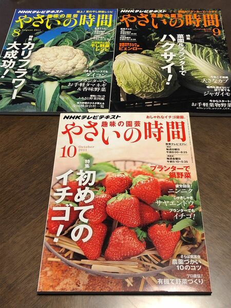 NHK趣味の園芸やさいの時間3冊セット2011年8、9、10月号ハクサイカリフラワーイチゴ