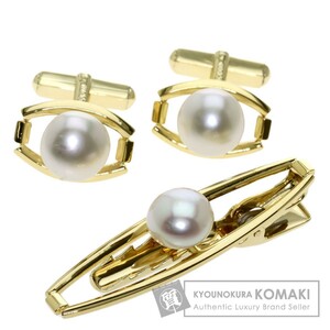 MIKIMOTO ミキモト アコヤパール 真珠 カフスセット タイピン K18イエローゴールド メンズ 中古