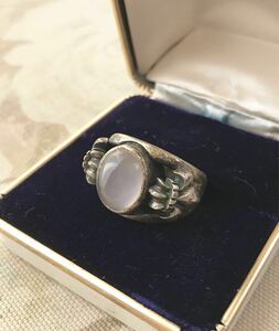 アージュ AGE 百合 ゆり ユリ 紋章 ピンク色石 銀製 スターリング silver シルバーリング 指輪